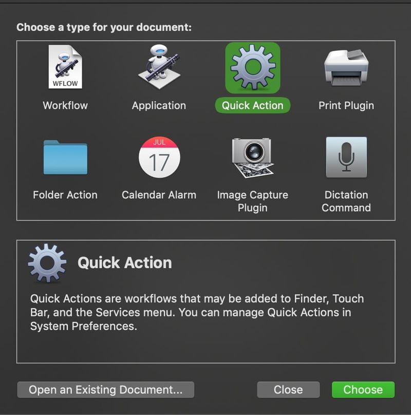 Step 1 – Select Quick Action workflow step1