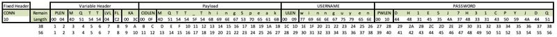 Analysis of the same CONNECT packet in Microsoft Excel excel packet