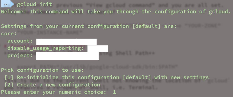 Re-initialize previous configuration, when you first initialize it will be different but will essentially defining these parameters step4
