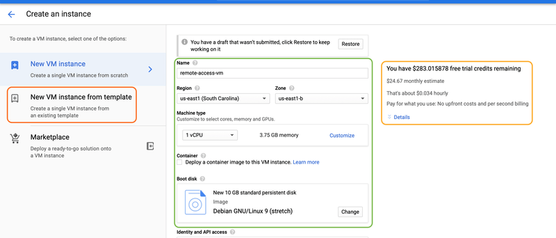 Boot Disk allows you to choose a variety of Operating System from Windows to Linux and even specific application image of SQL server built upon step2