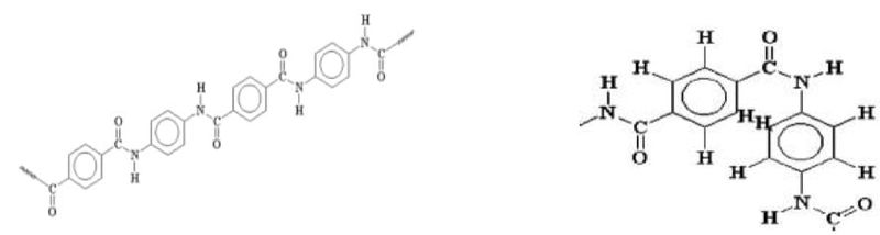 Trans-conformation (Left) and Hindrance in cis-conformation (Right) aramid conformation