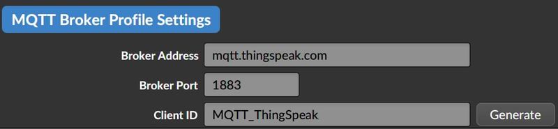 In MQTT.fx Setting tab, select `MQTT Broker` under Profile section and fill in ThingSpeak Server info as above fx setting