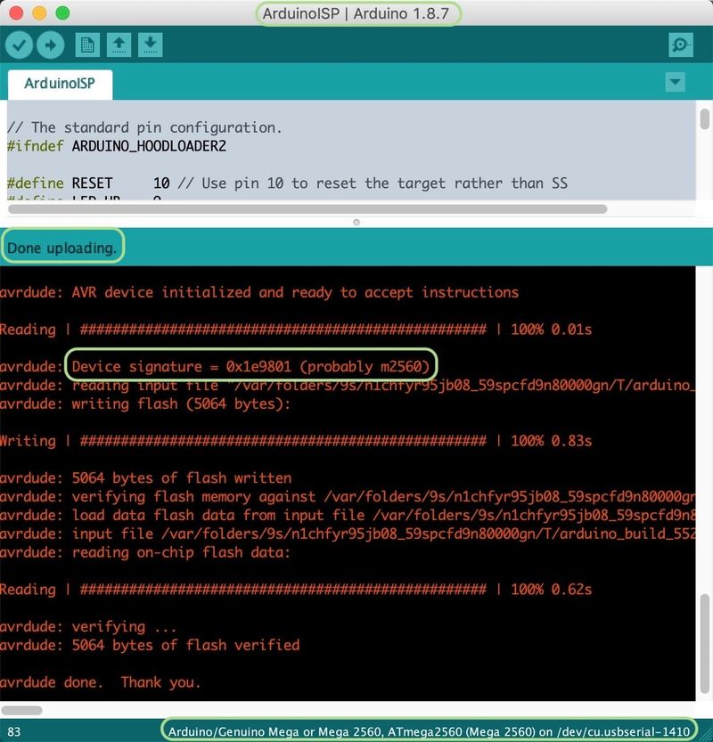 Successfully upload Bootloader Firmware onto the Programmer’s microcontroller procedure mega