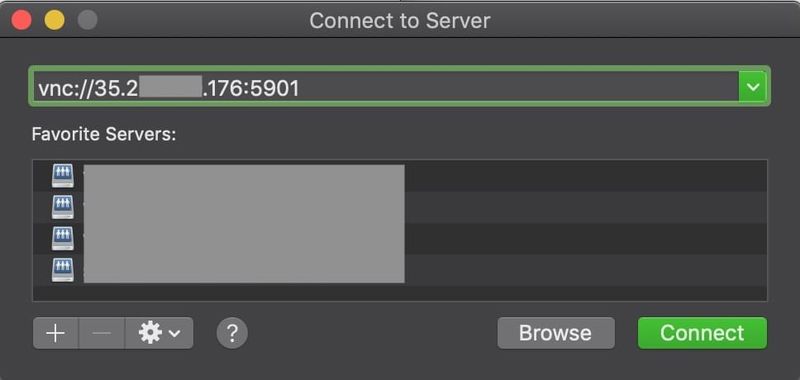 VNC session using native tool **Screen Sharing** on **macOS 10.14.1** vnc native